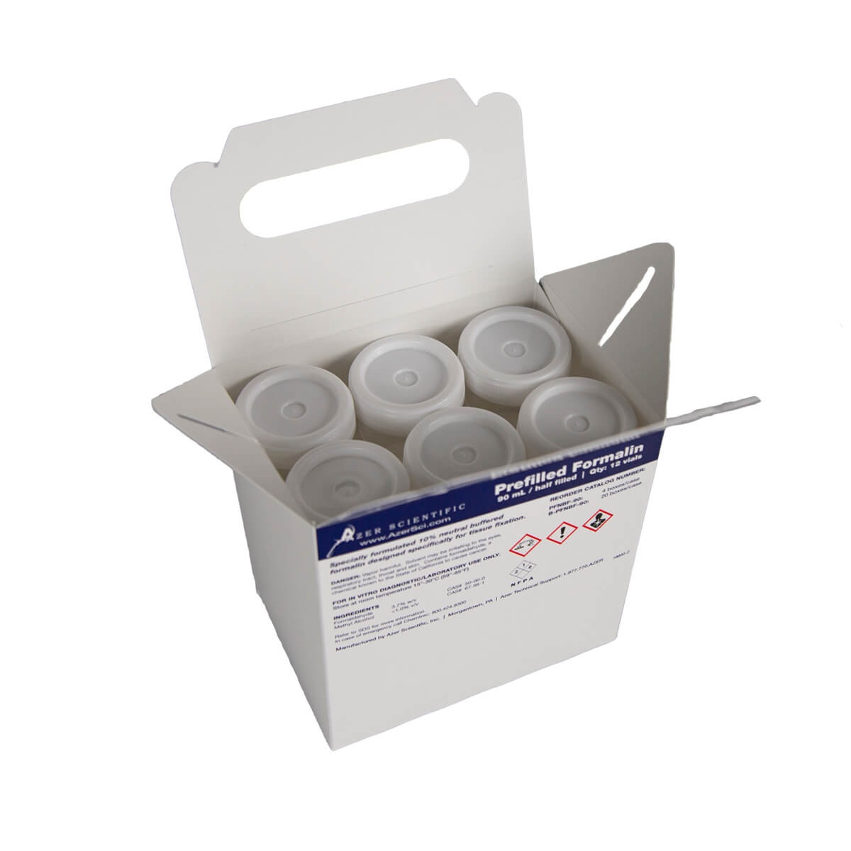 90 mL Prefilled Formalin, open